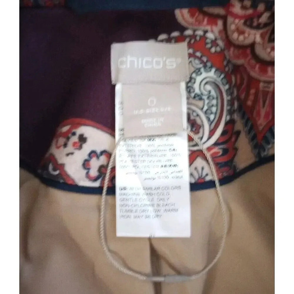 Chico’s Women’s Multicolor Patched Print Drama Coat New Sz 4 To 6 Chico's Sz 0 - Picture 9 of 12